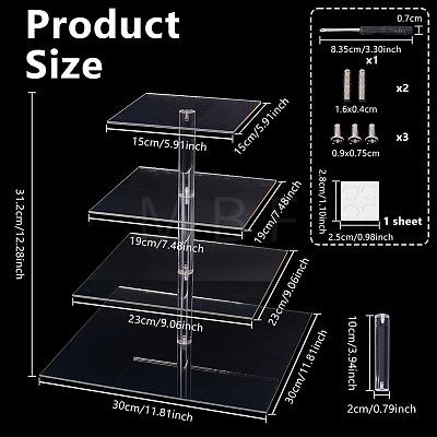 4-Tier Acrylic Dessert Display Risers ODIS-WH0079-093-1
