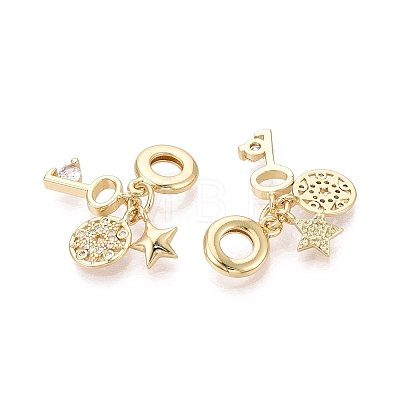 Brass Micro Pave Clear Cubic Zirconia European Dangle Charms KK-N287-33B-G-1