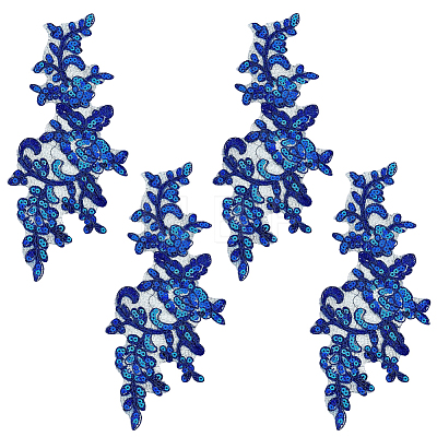 2Pairs Leaves Polyester Embroidery Ornaments Accessories DIY-GF0014-46B-1