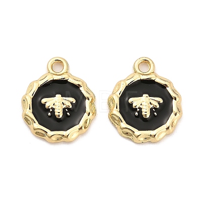 Rack Plating Alloy Black Enamel Pendants PALLOY-Q005-10G-1