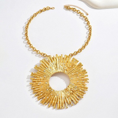 Exaggerated Alloy Crystal Rhinestone Sun Big Pendant Necklaces for Women WG395AB-01-1
