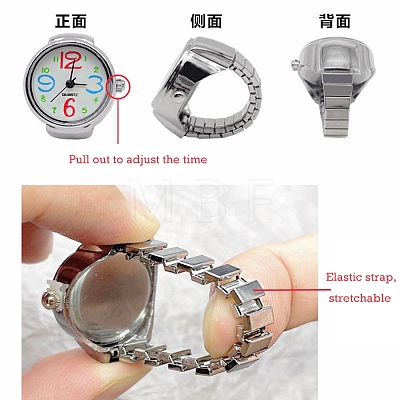 201 Stainless Steel Stretch Watchband Finger Ring Watches WACH-G018-01P-02-1