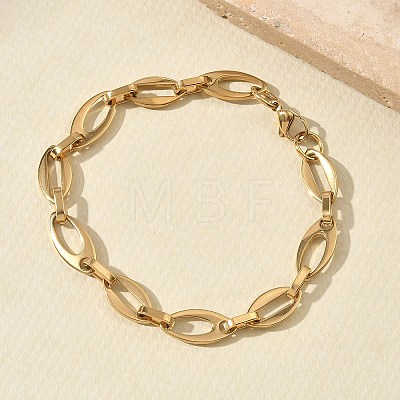 304 Stainless Steel Hollow Oval Link Chain Necklaces & Bracelets Sets SJEW-D091-07G-1