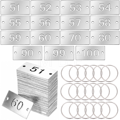 1 Bag Stainless Steel Rectangular Number Plates with Two Holes STAS-SC0021-06-1