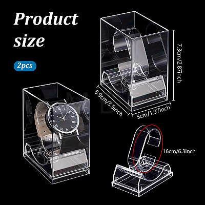 2Pcs Plastic Single Watch Display Cases CON-PH0003-56-1