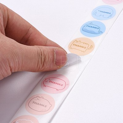 Flat Round Paper Thank You Stickers DIY-C042-12G-1