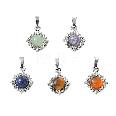 Natural Mixed Gemstone Pendants PALLOY-JF05903-1
