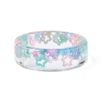 Transparent Resin Star Finger Ring for Women RJEW-T022-028-1