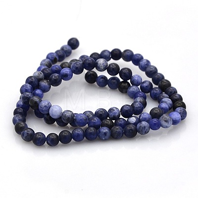 Natural Sodalite Round Beads Strands G-N0120-19-4mm-1