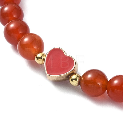 Natural Carnelian Round Beaded Stretch Bracelets BJEW-JB09881-05-1