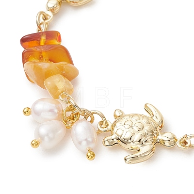 Natural Cultured Freshwater Pearl Beads Charm Bracelets BJEW-JB13767-03-1