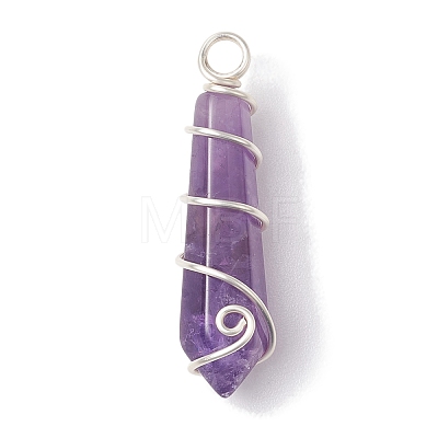 Natural Mixed Gemstone Pointed Pendants PALLOY-JF02674-02-1