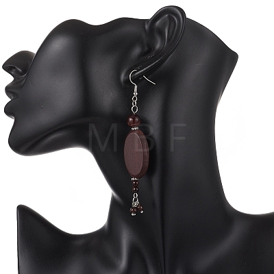 3 Pairs 3 Styles Wood Dangle Earrings EJEW-JE06996-1