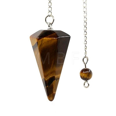 Natural Tiger Eye Dowsing Pendulums G-PW0007-006D-1