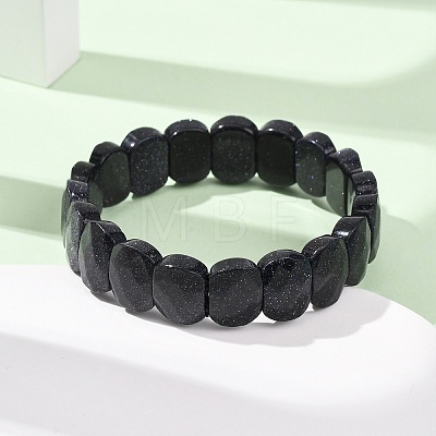 Synthetic Blue Goldstone Beaded Stretch Bracelets for Unisex G-K303-01B-1