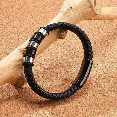 Braided Leather Cord Bracelets for Men BJEW-Z081-11EB-01-1