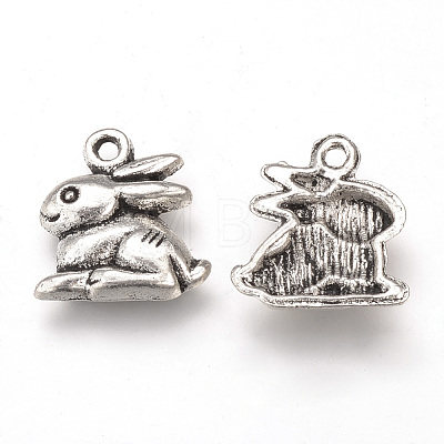 Tibetan Style Alloy Bunny Charms TIBEP-T002-45AS-NR-1