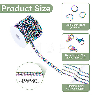 5M Stainless Steel Curb Chains DIY-TA0016-13-1
