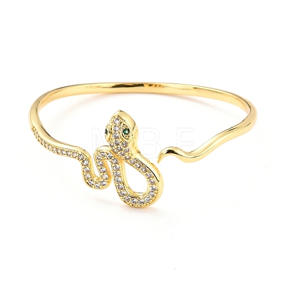 Bling Snake Cubic Zirconia Cuff Bangle BJEW-D448-13G-RS-1