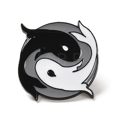 Black White Gray Yin-Yang Eight Trigrams Enamel Pins JEWB-Z014-01A-EB-1