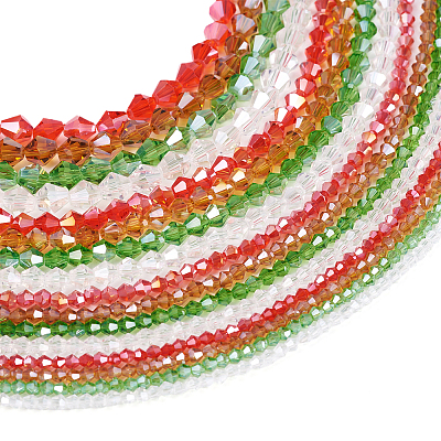  16 Strands 16 Style Christmas Theme Transparent Electroplate Glass Beads Strands EGLA-TA0001-25-1