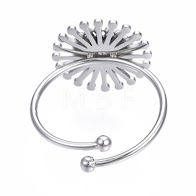 Non-Tarnish 304 Stainless Steel Open Cuff Finger Ring Cabochon Settings LS-STAS-T060-14P-1