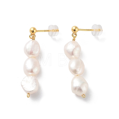 Natural Pearl Stud Earrings for Women EJEW-E303-35G-1