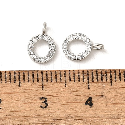 Initial Letter Brass Micro Pave Cubic Zirconia Pendants ZIRC-F008-O-1