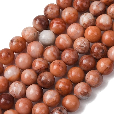 Natural Pink Aventurine Beads Strands G-G735-41-6mm-1