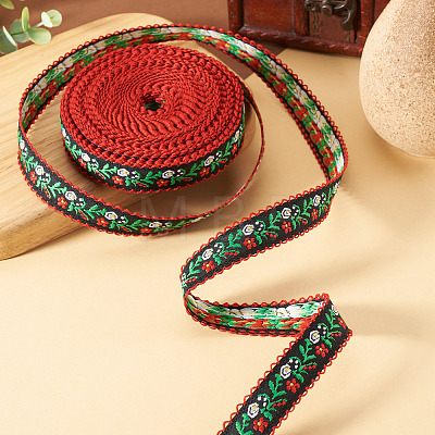 10Yards Polyester Flower Ribbon OCOR-TA0003-63B-1