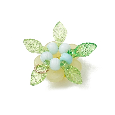 Natural Lemon Jade & Glass Pendants PALLOY-MZ01192-02-1