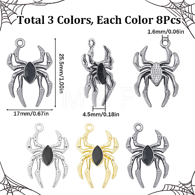 24Pcs 3 Colors Blank Glass Spider Pendant FIND-SC0006-47-1