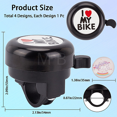 I Love My Bike Alloy Bicycle Bells FIND-WH0117-97D-1
