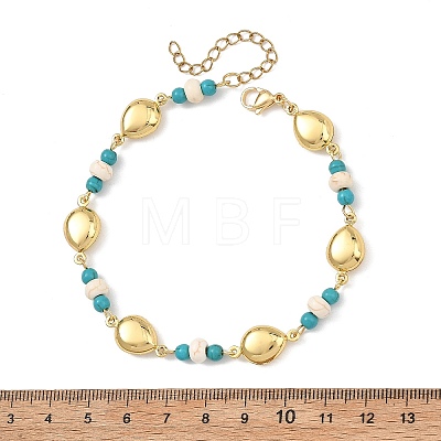 Ocean Dyed Synthetic Turquoise Beads & 304 Stainless Steel Link Chain Anklets GG-AJEW-AN00833-01-1