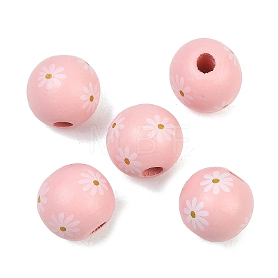Printed Wood European Beads WOOD-G029-07A-1