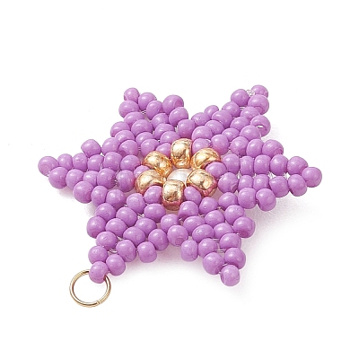 Glass Seed Beaded Pendants PALLOY-MZ01360-01-1