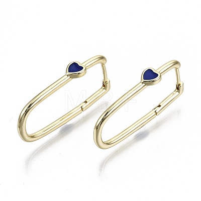 Brass Enamel Huggie Hoop Earrings EJEW-N011-32-NF-1