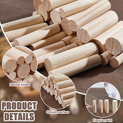 28Pcs 4 Styles Wood Round Stick WOOD-GA0002-12-1