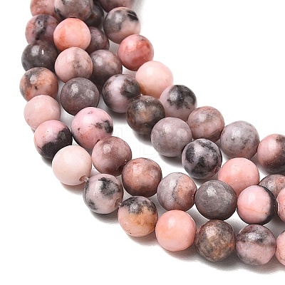 Natural Pink Zebra Jasper Round Beads Strands G-E334-6mm-11-1