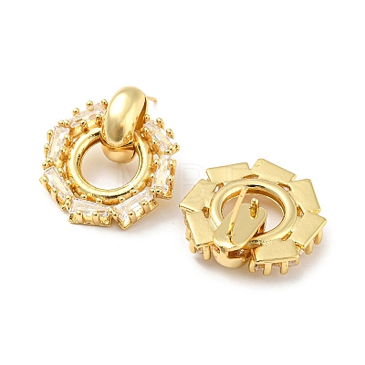Round Ring Rack Plating Brass Micro Pave Cubic Zirconia Dangle Stud Earrings for Women EJEW-F326-19G-1