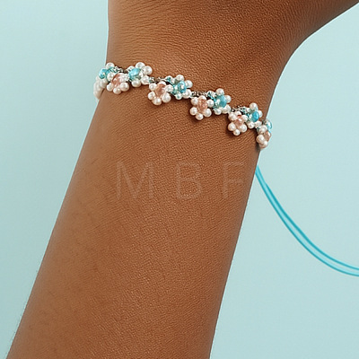 Handmade Glass Seed Bead Woven Flower Braided Bracelets TP2141-1