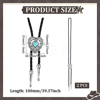 2Pcs PU Leather Bolo Tie Necklaces NJEW-ME0001-22A-1