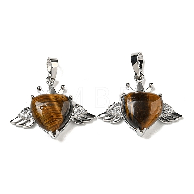 Natural Tiger Eye with Clear Cubic Zirconia Pendants G-G133-02P-24-1