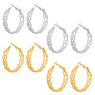 4 Pairs 2 Colors Iron Twist Hoop Earrings EJEW-HY0001-59-1