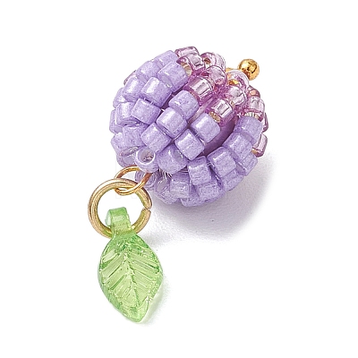 Glass Seed Beaded Berry Fruit Pendants PALLOY-MZ00729-03-1