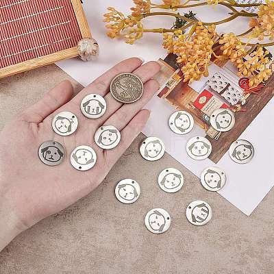 16Pcs 8 Style Stainless Steel Pendants STAS-SZ0002-01-1