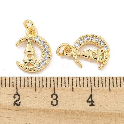 Brass Micro Pave Clear Cubic Zirconia Charms KK-Z044-17A-1