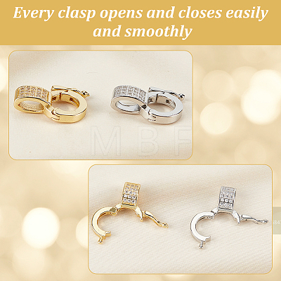 Olycraft 6Pcs 2 Colors Brass Micro Pave Clear Cubic Zirconia Twister Clasps KK-OC0001-47-1