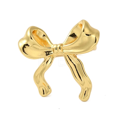 Bowknot Brass Open Cuff Finger Rings for Women RJEW-A048-30G-1