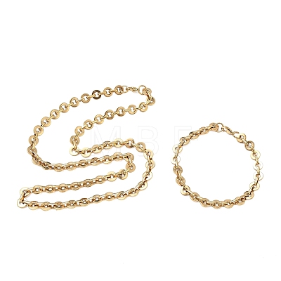 304 Stainless Steel Disc Link Chain Necklaces & Bracelets Sets SJEW-D091-05G-1